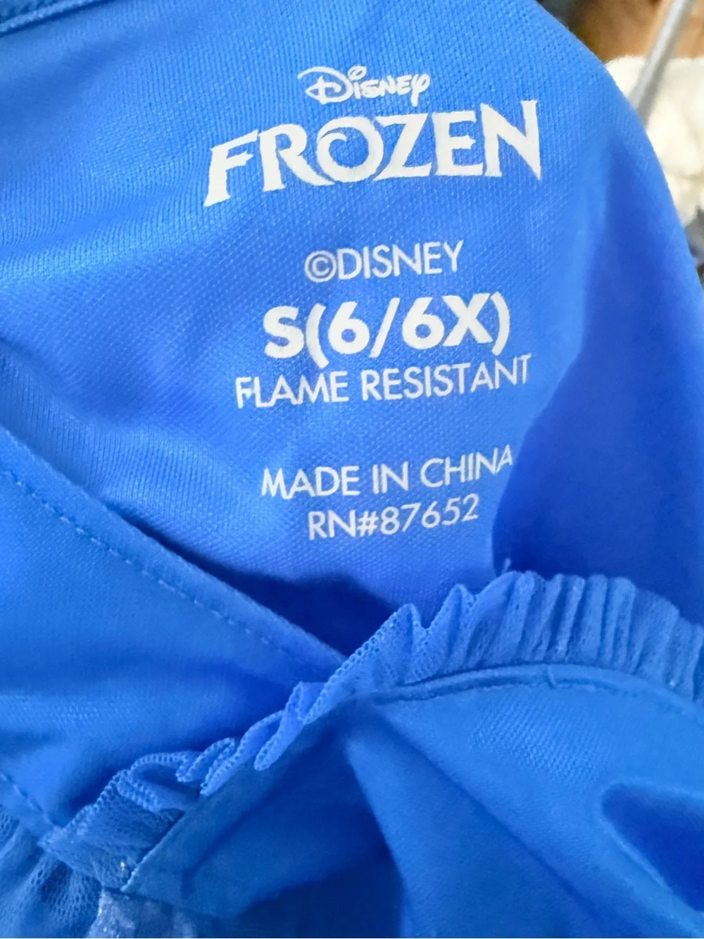 Disney Frozen Elsa Princess Fantasy Dress Gown Blue Snowflake Tulle Size S (6)